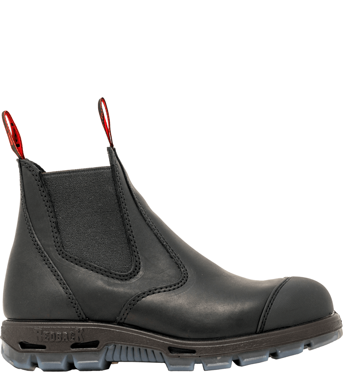 Redback Easy Escape Slip-On Black Leather Steel Toe Station Boot - AUSTRALIAN SIZES